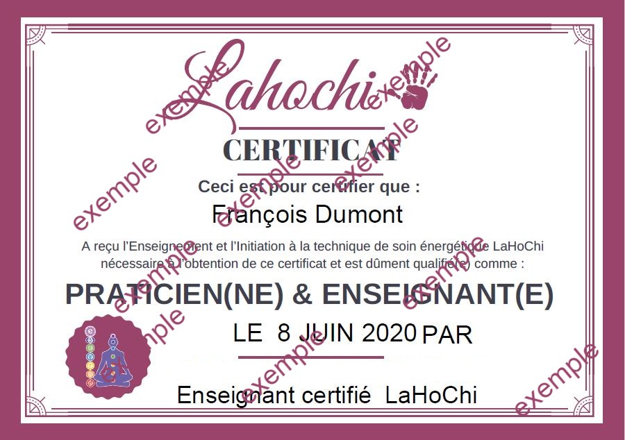Certification en ligne en soins énergétiques LaHoChi